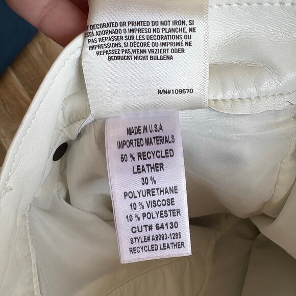 AGOLDE Recycled Leather Riley Long Pants Size 28 Lace White - Picture 10 of 11